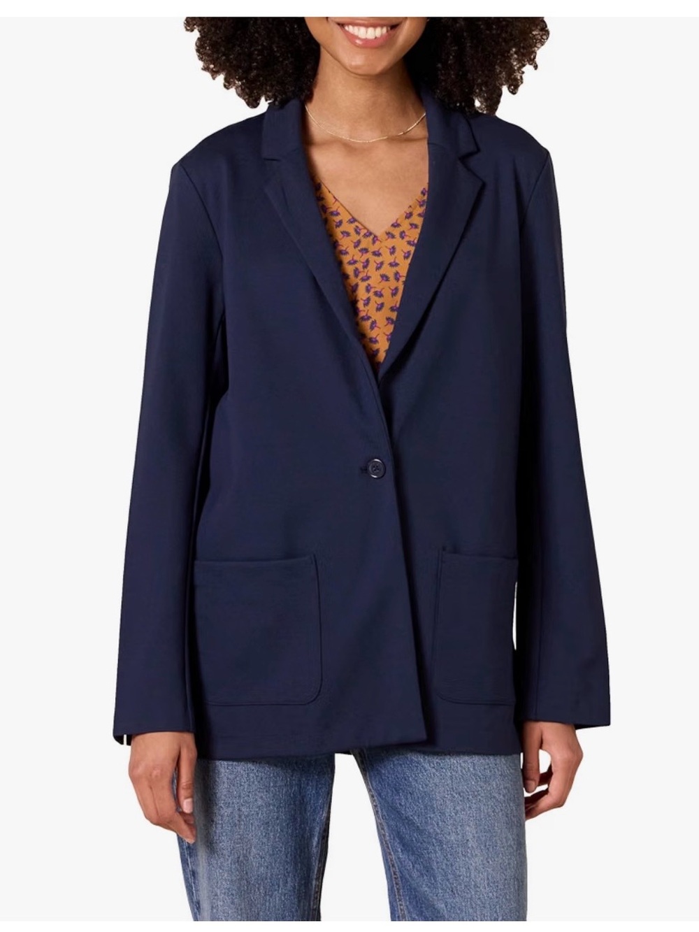 Amazon Essentials Women's Navy Single-Button Blazer